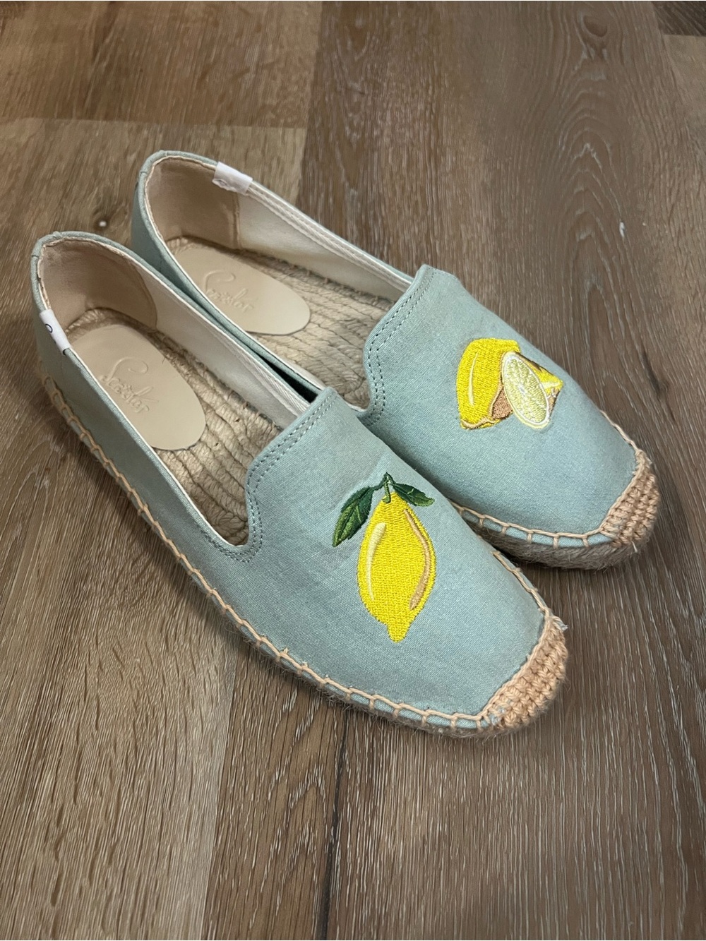 Sea star Light Blue Lemon Embroidered Espadrille Flats